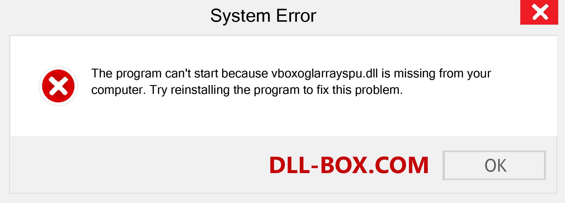  vboxoglarrayspu.dll file is missing?. Download for Windows 7, 8, 10 - Fix  vboxoglarrayspu dll Missing Error on Windows, photos, images