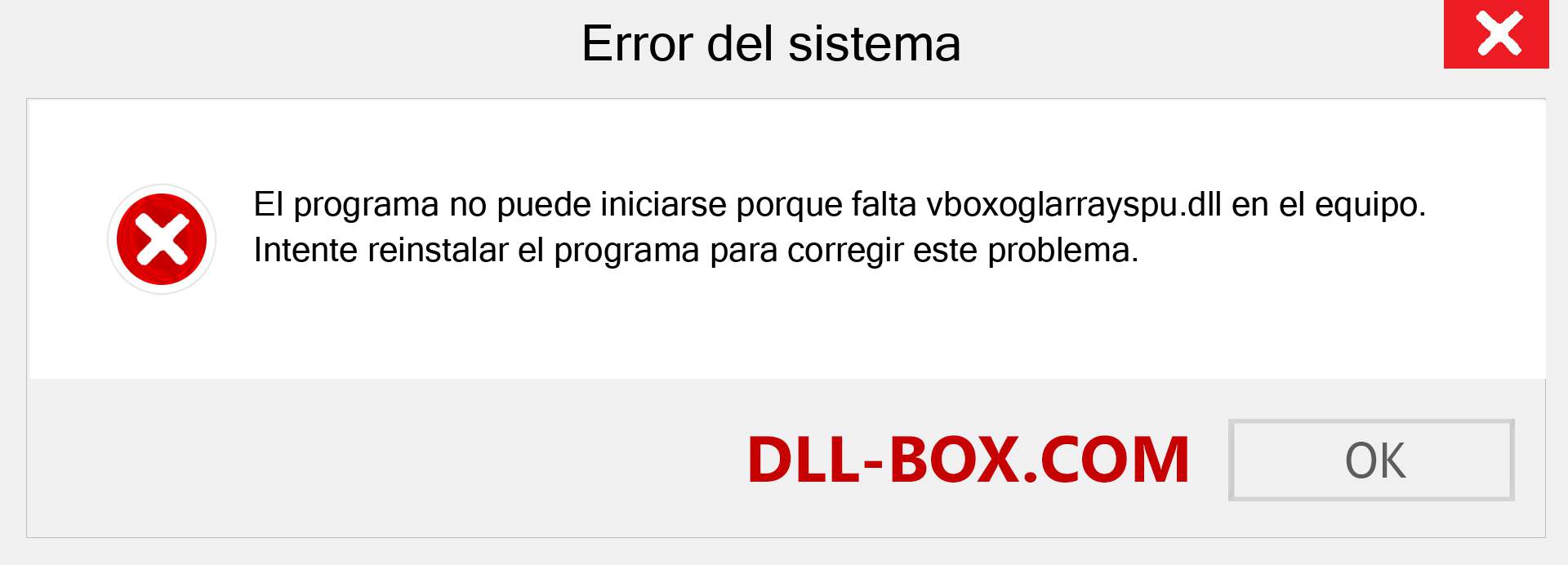 ¿Falta el archivo vboxoglarrayspu.dll ?. Descargar para Windows 7, 8, 10 - Corregir vboxoglarrayspu dll Missing Error en Windows, fotos, imágenes